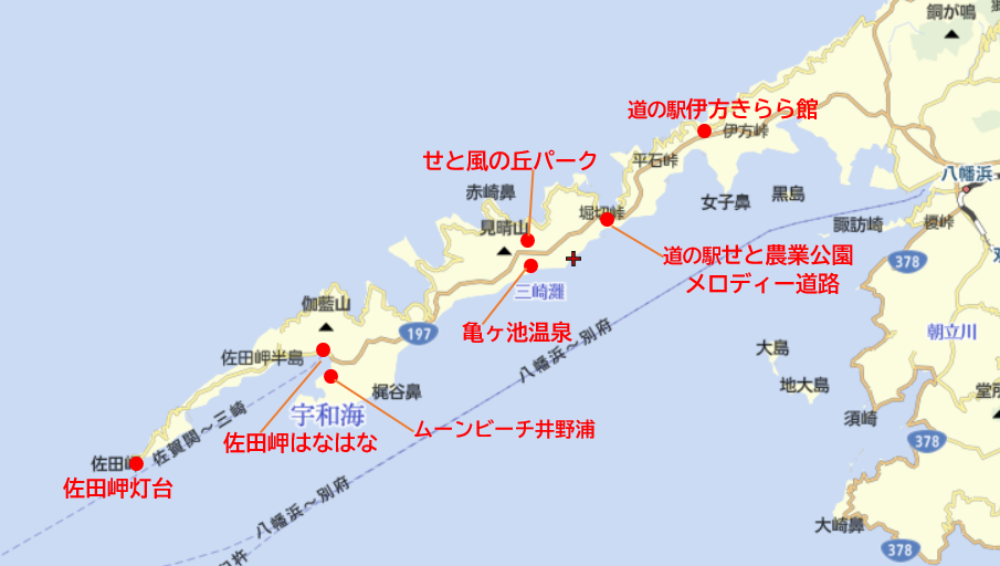 詳細地図　佐田岬半島